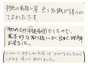 羽毛掛けふとん購入アンケート